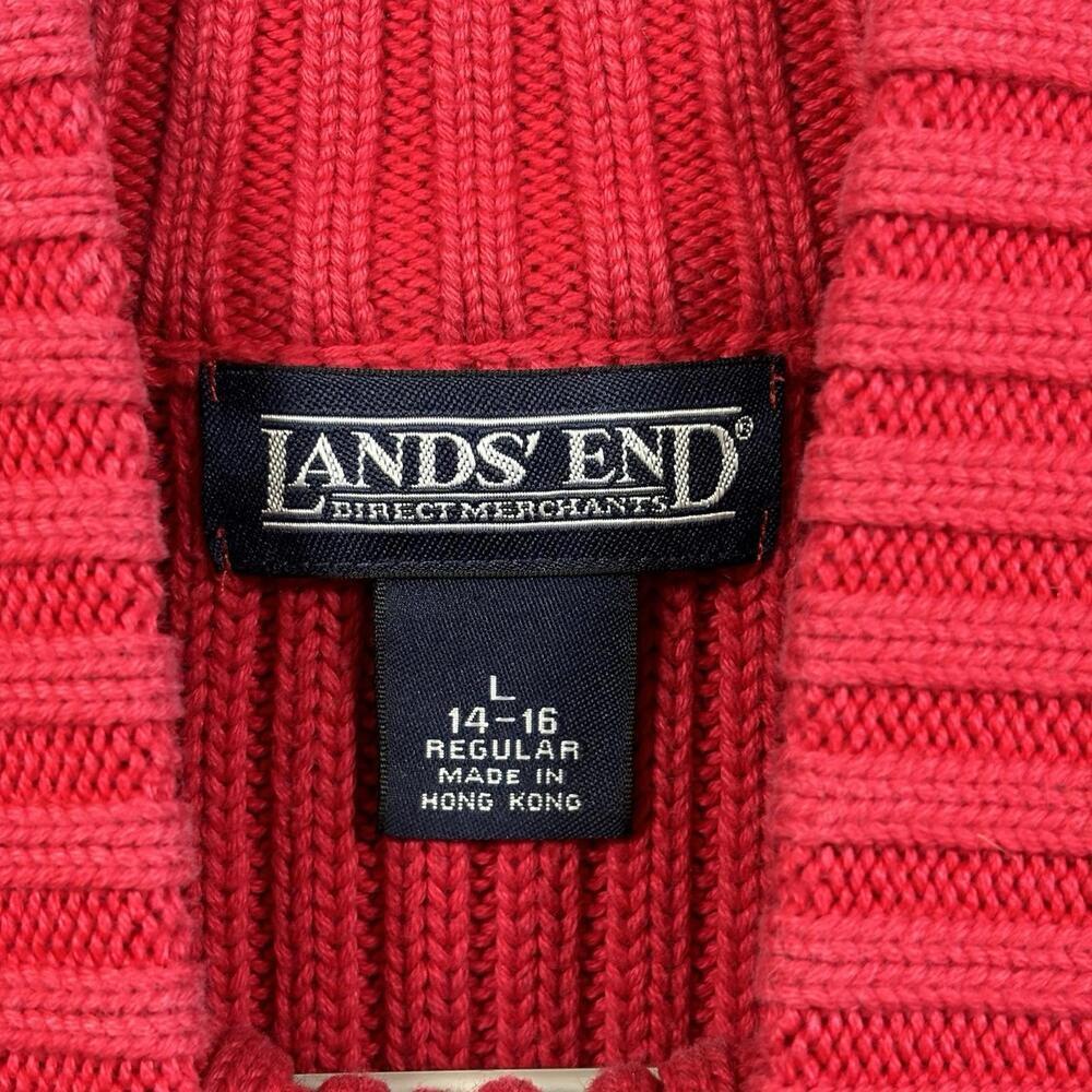 Vintage Lands End Cable Knit Sweater Holiday Cozy Old Money Nautical Size L - Picture 2 of 6